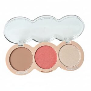 Iluminador, blush e contorno